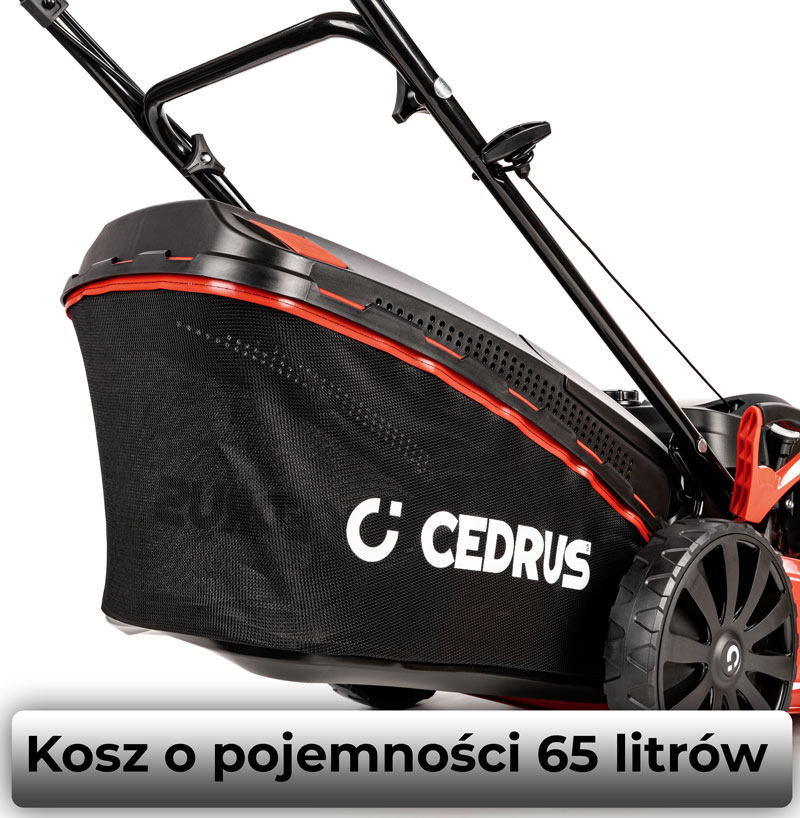 Kosz o pojemności 65 l w kosiarce Cedrus KS53S-H 